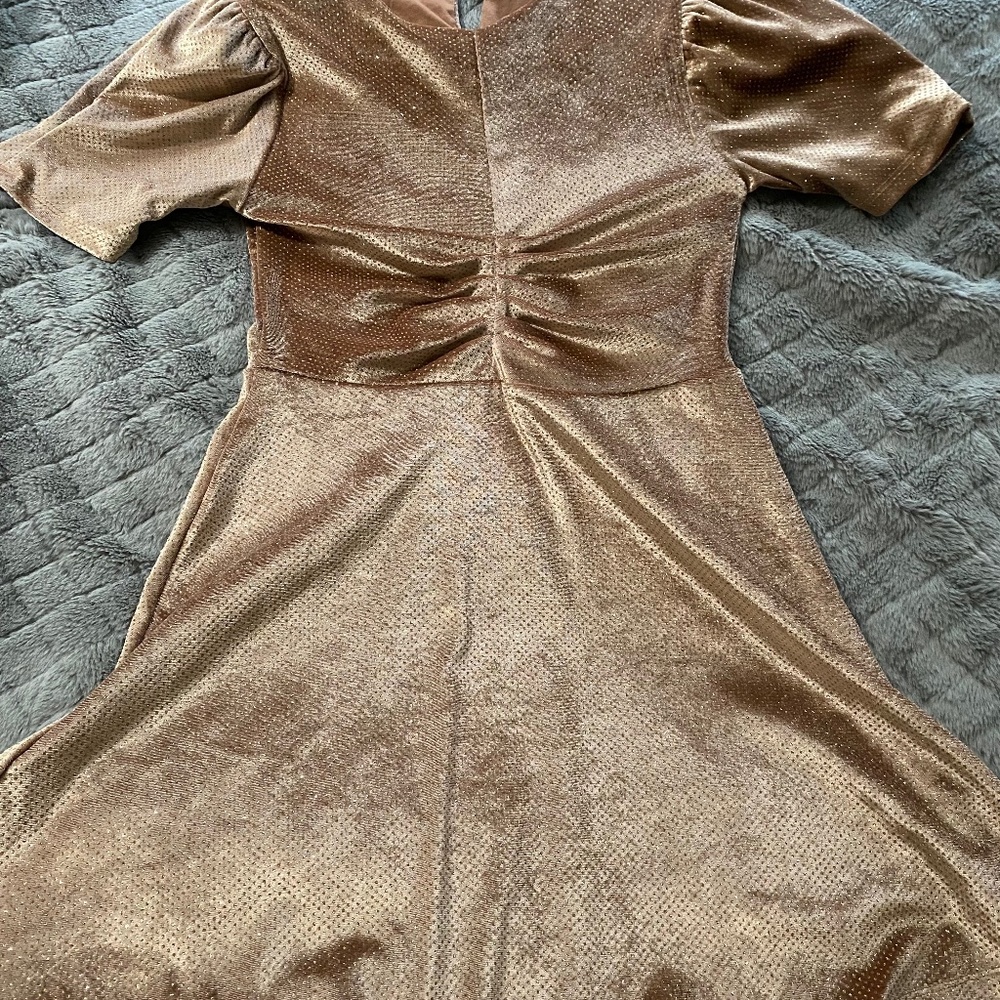 Zara Gold Velvet Girls Dress